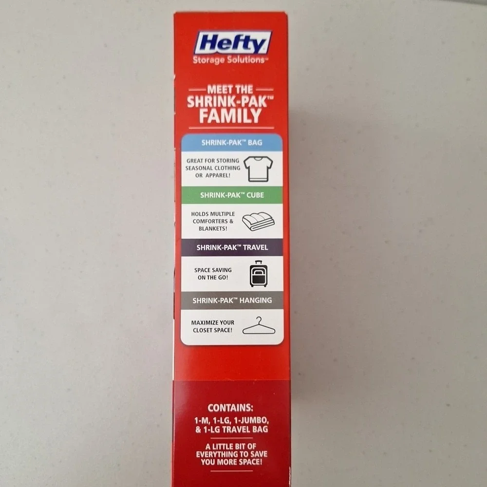 Hefty Shrink-Pak Bags Combo Set Vacuum Storage Bags Waterproof Reusable NEW